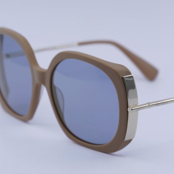 MaxMara MALIBU9 MM0079 46X Sunglasses Brown Butterfly Frame, Blue Lenses - Picture 2 of 10